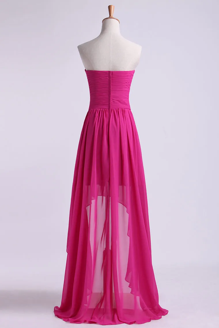 2024 Asymmetrical Prom Dresses Sweetheart Chiffon