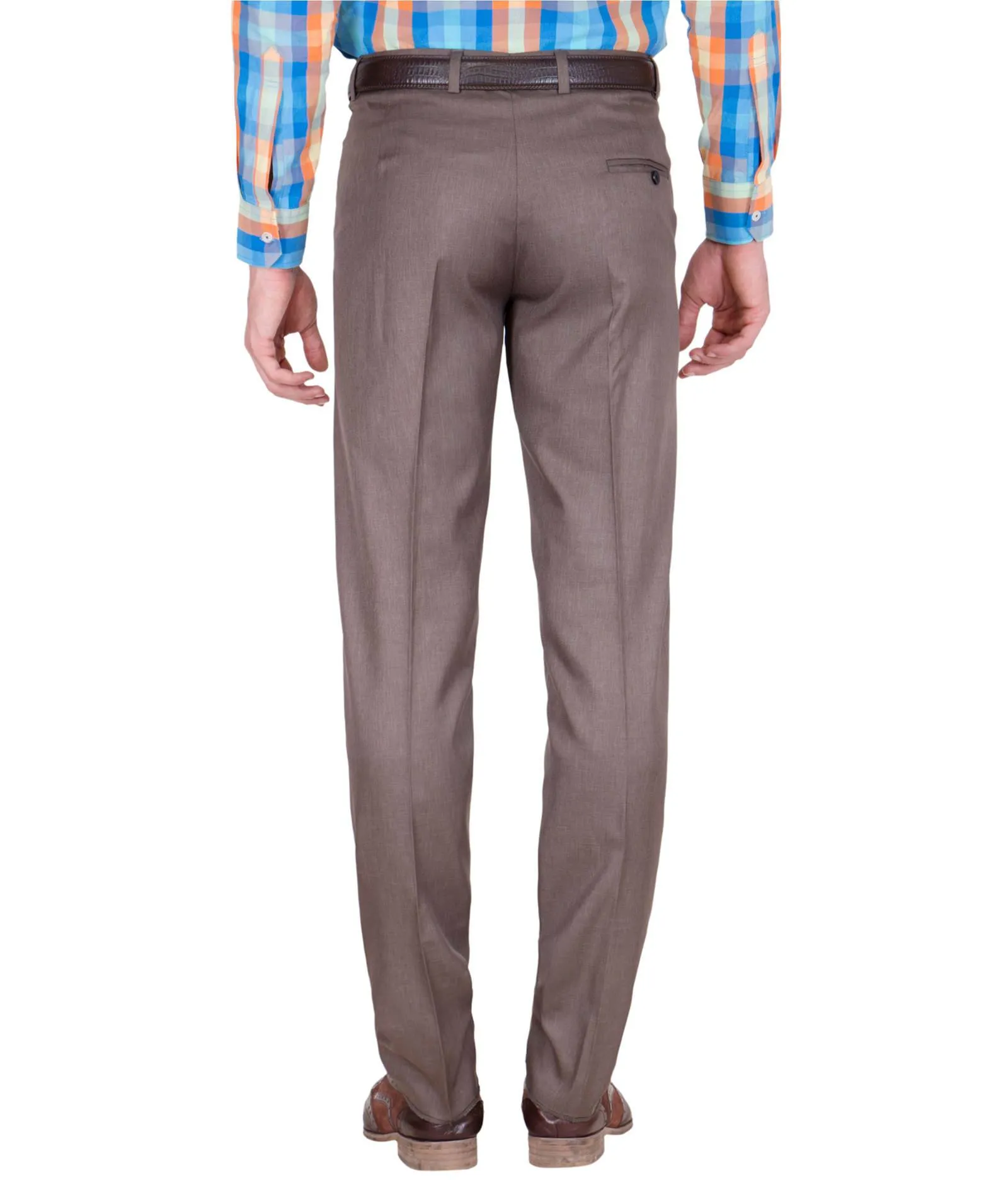 American-Elm Men's Cotton Blend Brown Formal Trouser