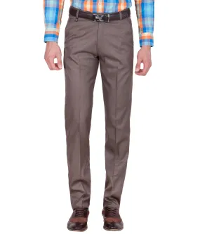 American-Elm Men's Cotton Blend Brown Formal Trouser