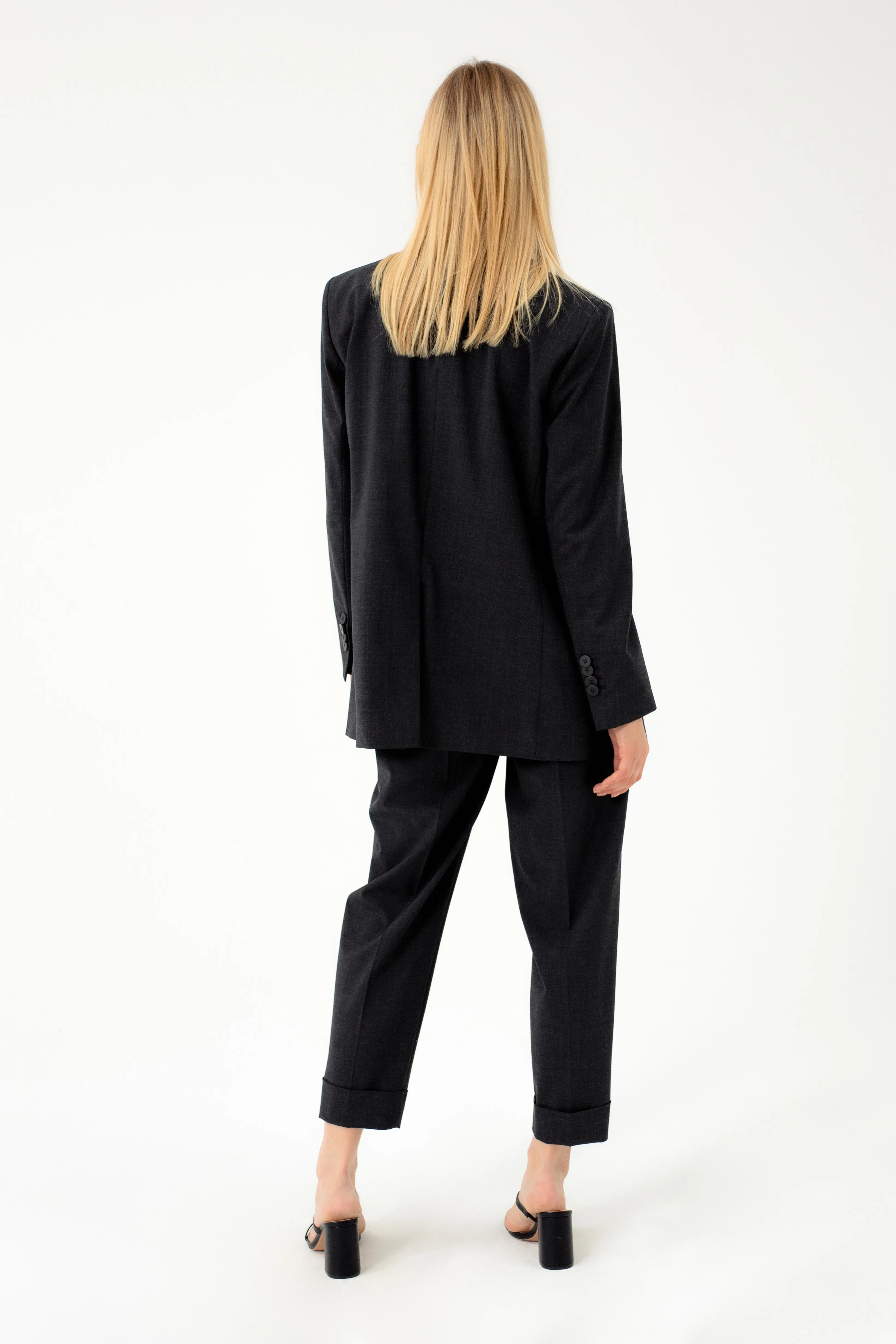 ANKLE LENGTH WOOL TROUSERS WITH TURN-UP HEMS