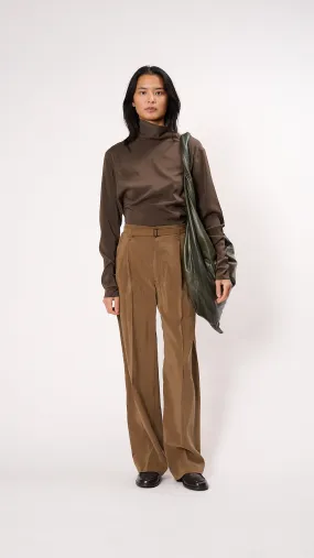 Belted Relaxed Pants in Havana Brown