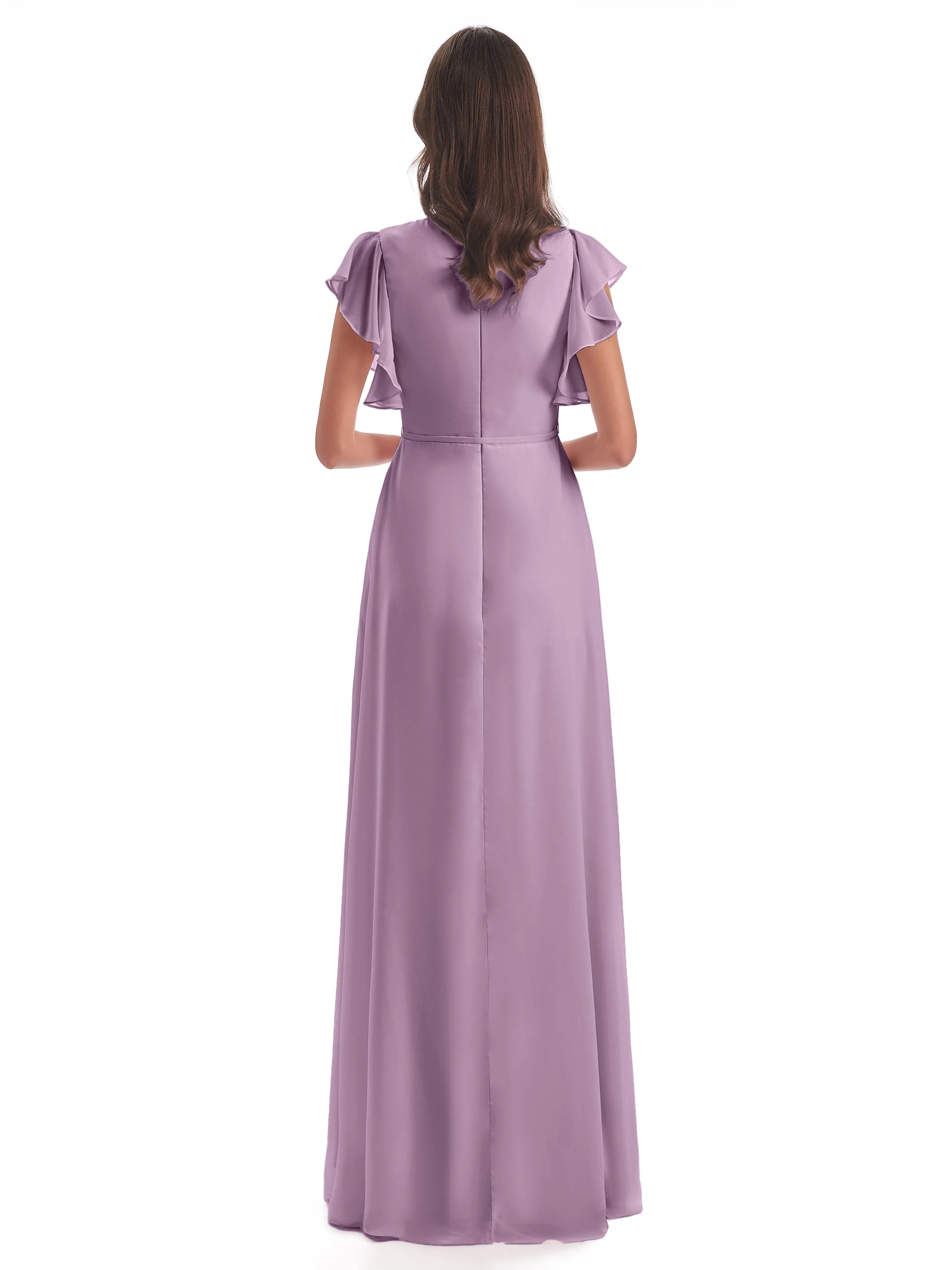 Bridesmaid Dress Wisteria Hope Charming V Neck Long Chiffon Bridesmaid Dresses