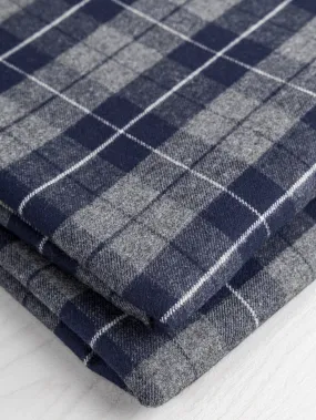 Check Cotton Flannel Twill - Navy   Grey