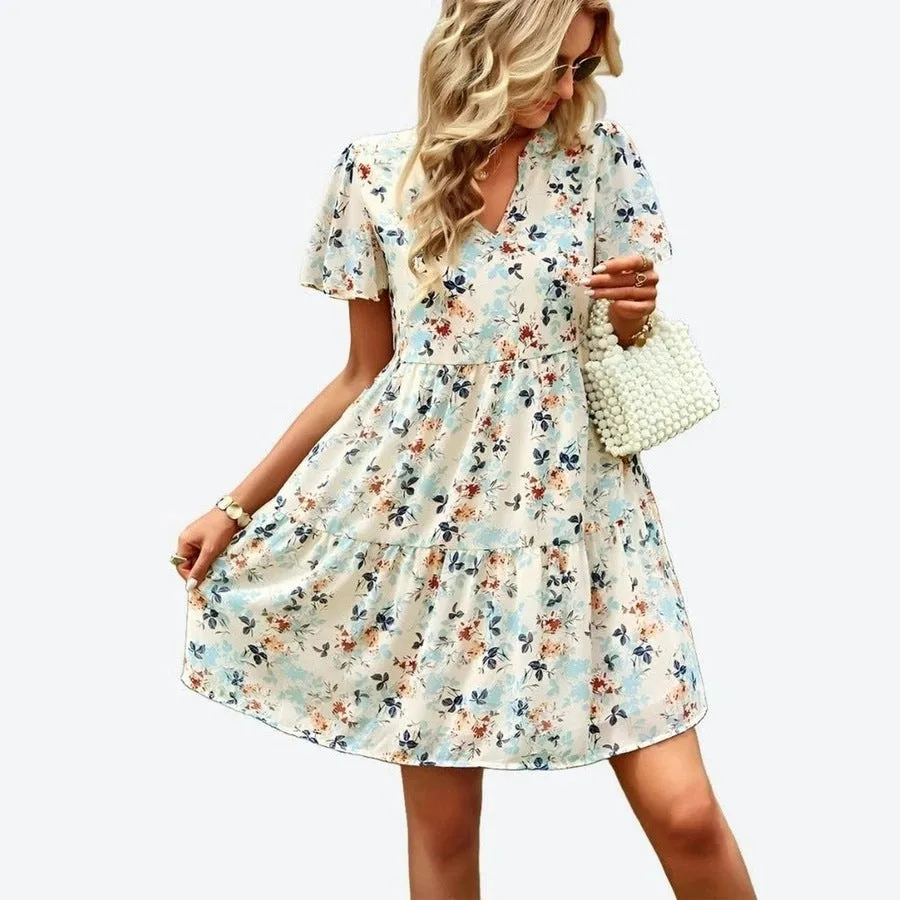 Chic Floral Tiered Relaxed Fit Dresses