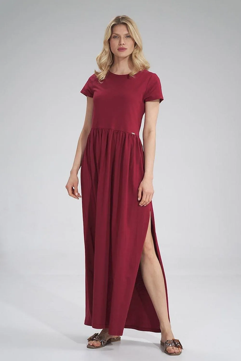 Chic Summer Cotton Maxi Dress with Graceful Side Slit