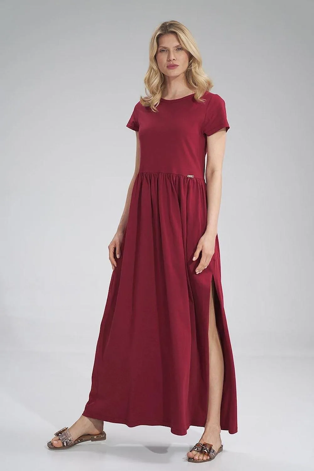 Chic Summer Cotton Maxi Dress with Graceful Side Slit