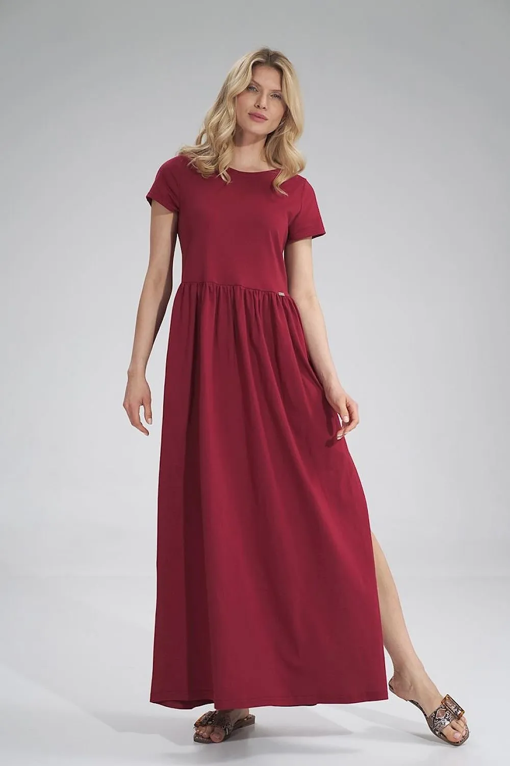 Chic Summer Cotton Maxi Dress with Graceful Side Slit