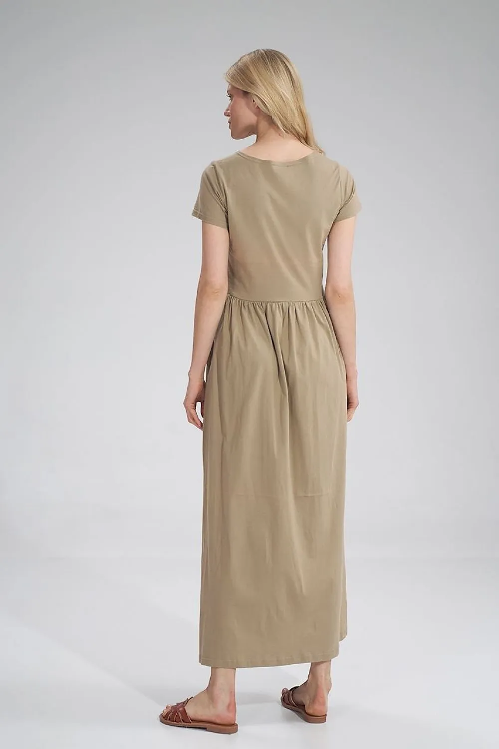 Chic Summer Cotton Maxi Dress with Graceful Side Slit