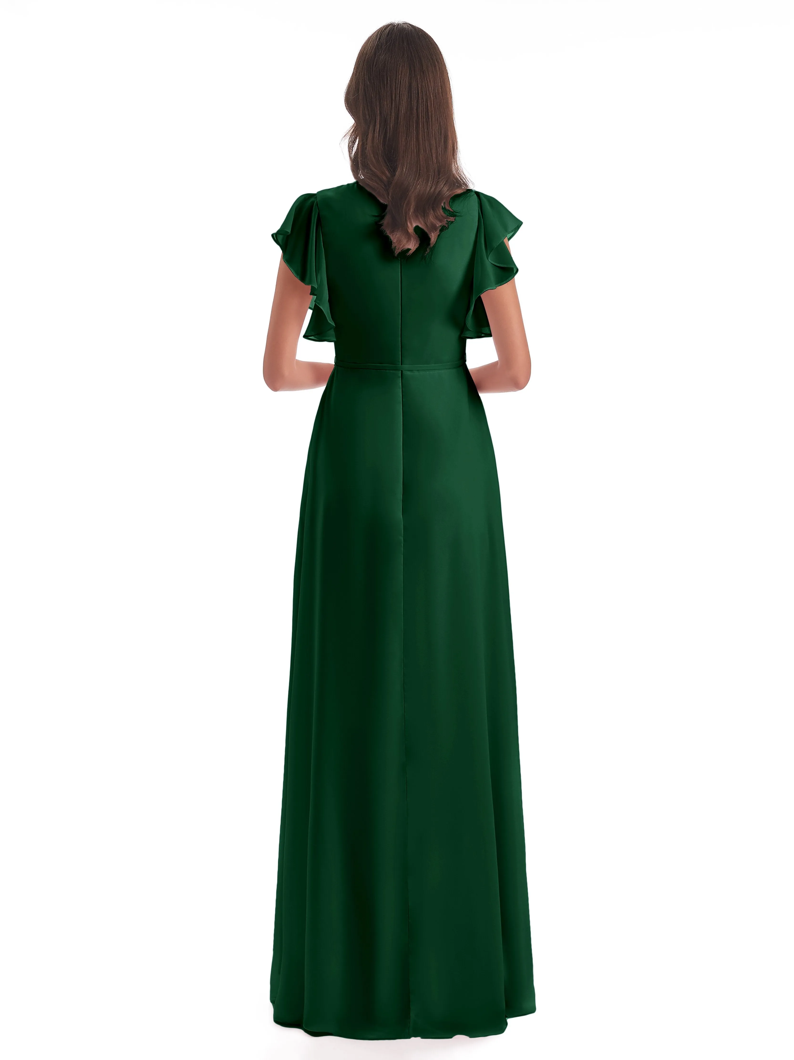 Dark Green Bridesmaid Hope Charming V Neck Long Chiffon Bridesmaid Dresses