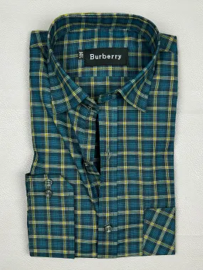 Dark Sea Blue Checks Formal Dress Shirt For Men MFS141