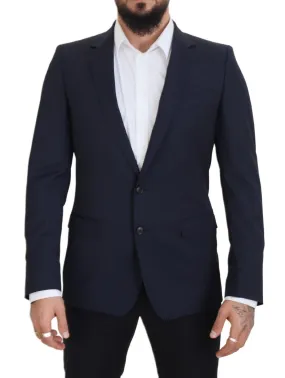 Dolce & Gabbana Elegant Dark Blue Slim Fit Wool Blazer