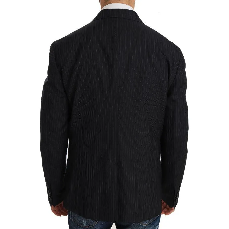 Dolce & Gabbana Elegant Slim Fit Striped Wool Silk Blazer