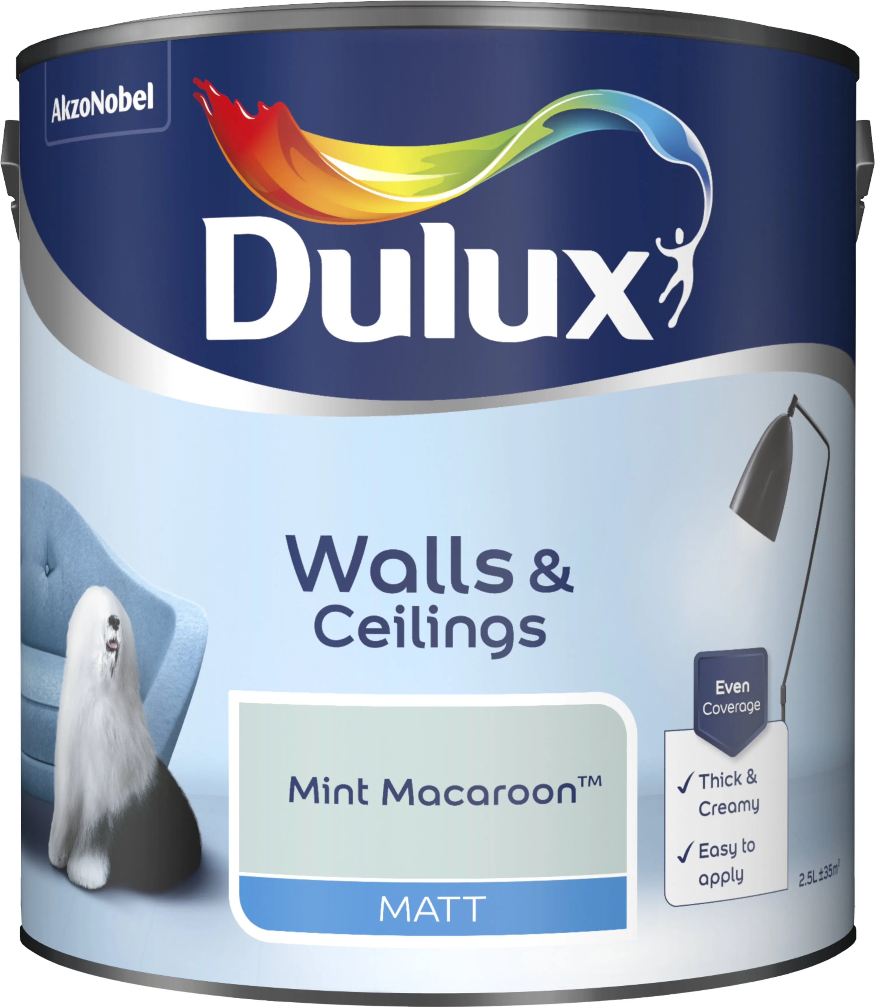 Dulux Matt Emulsion Paint For Walls And Ceilings - Mint Macaroon 2.5L