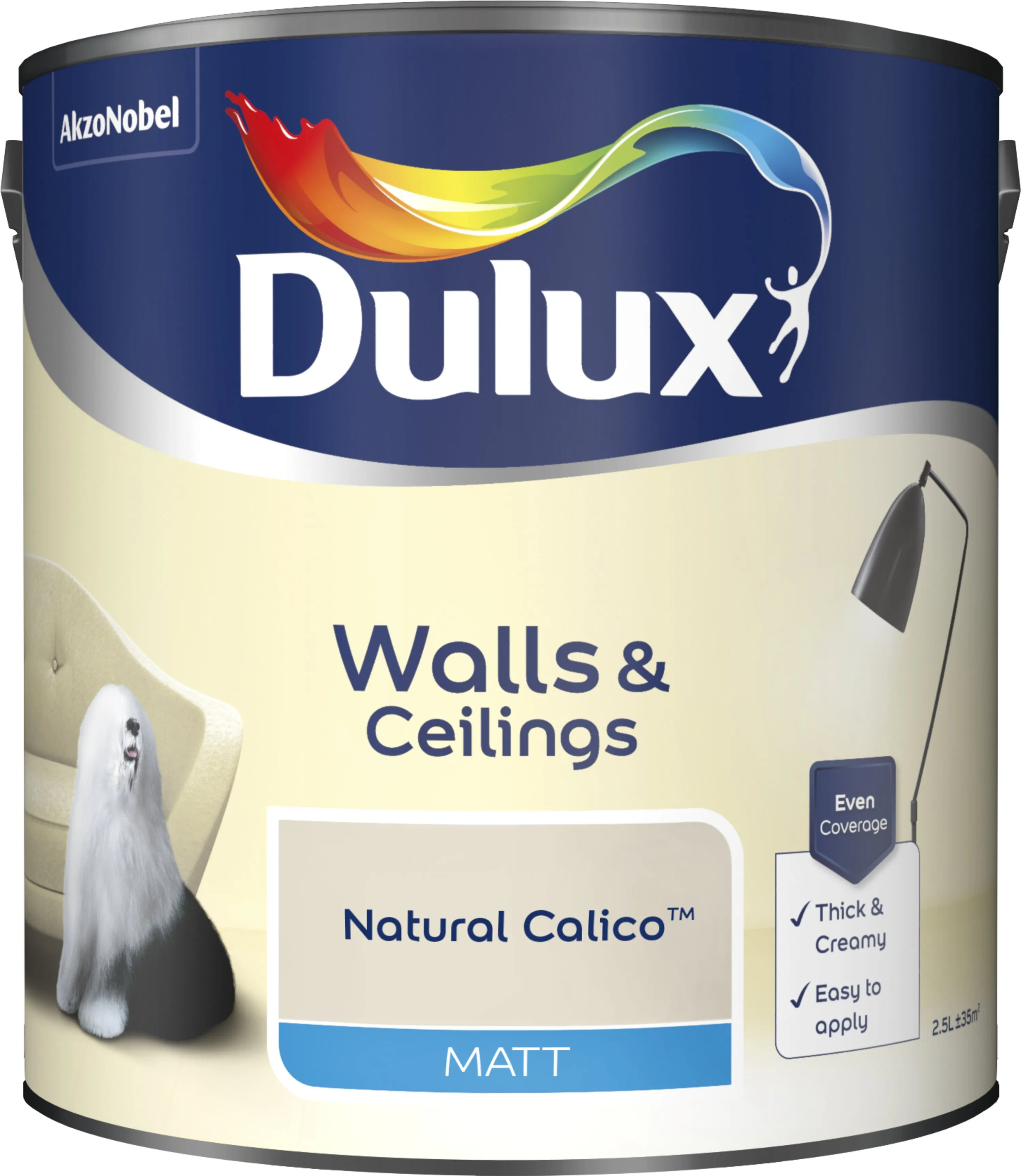 Dulux Matt Emulsion Paint For Walls And Ceilings - Natural Calico 2.5L