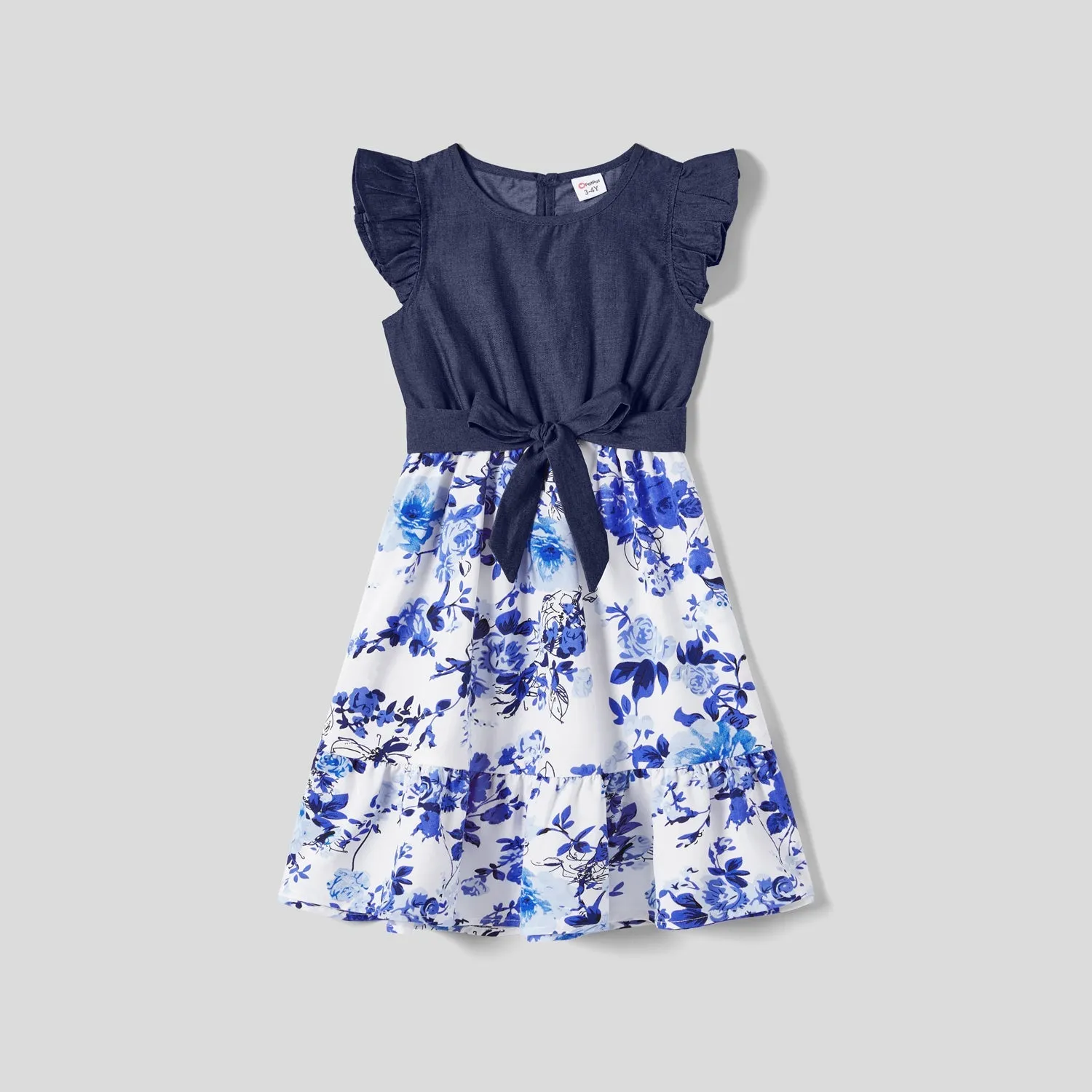 Family Matching Allover Floral Print Belted Short-sleeve Dresses and Shirts Sets