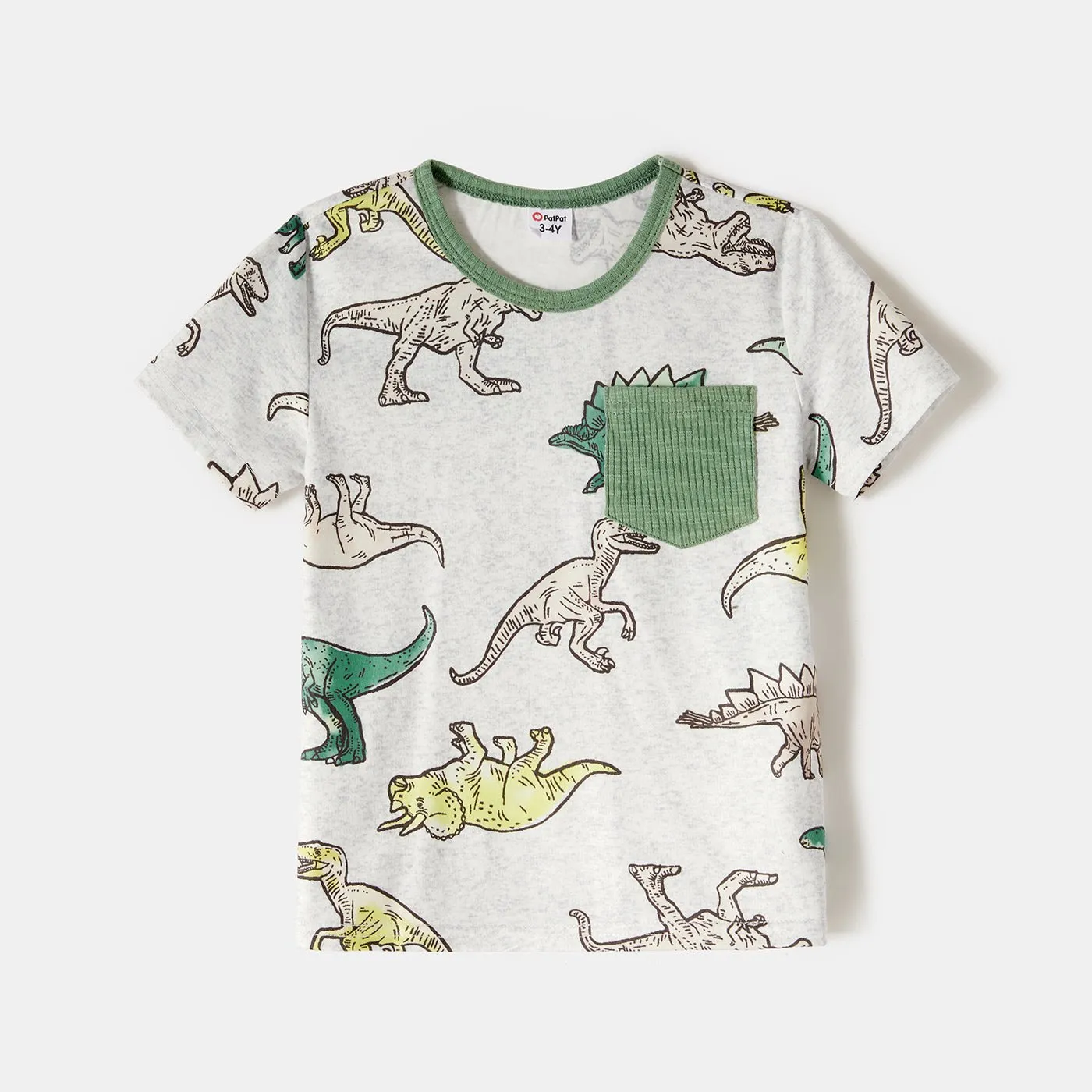 Family Matching Outfits Belted Spliced Dinosaur Printed Dresses and T-Shirts