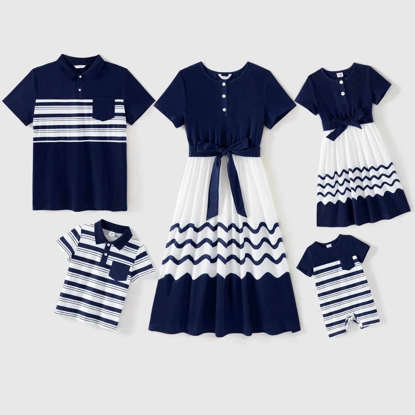 Family Matching Solid Spaghetti Strap Dresses and Striped Colorblock Short-sleeve T-shirts Sets