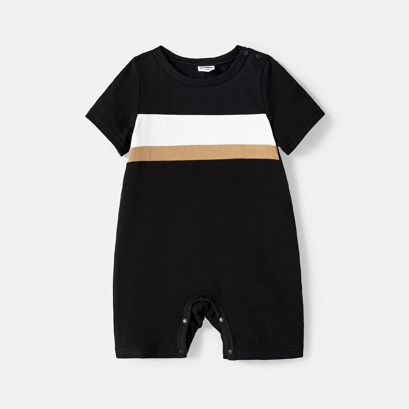 Family Matching Solid Spaghetti Strap Dresses and Striped Colorblock Short-sleeve T-shirts Sets