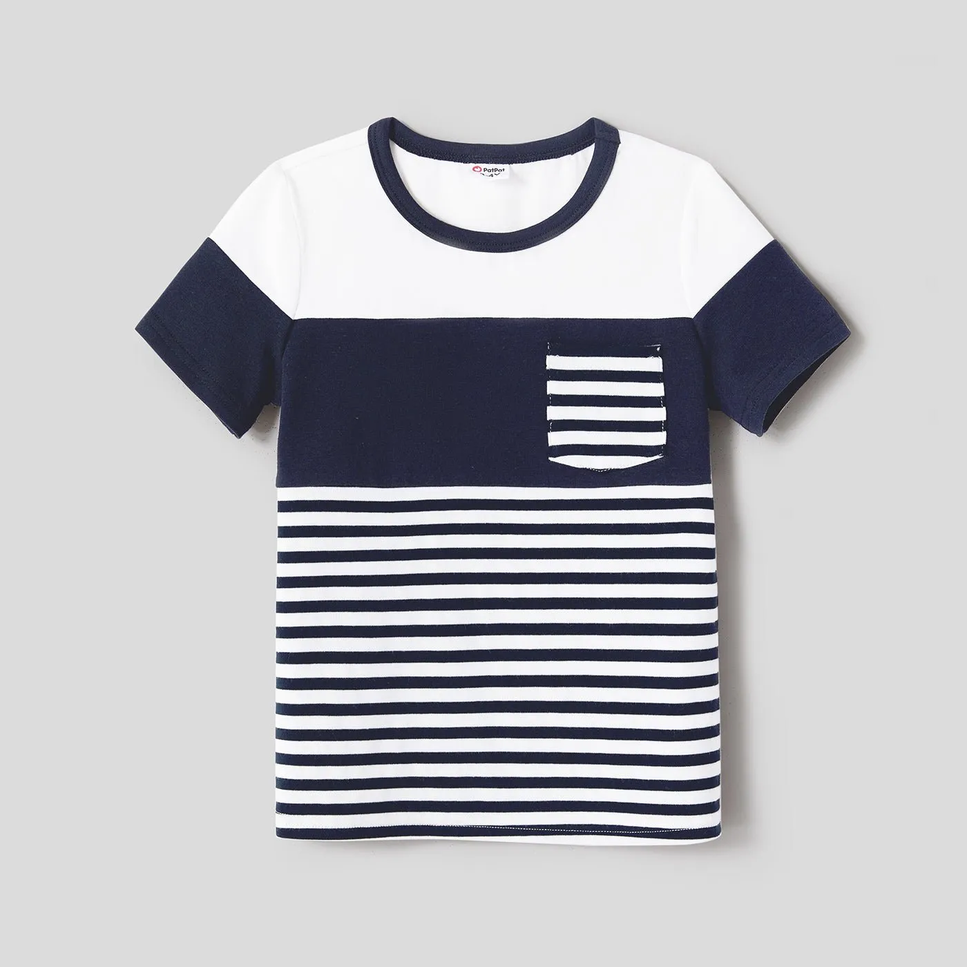 Family Matching Solid Spaghetti Strap Dresses and Striped Colorblock Short-sleeve T-shirts Sets