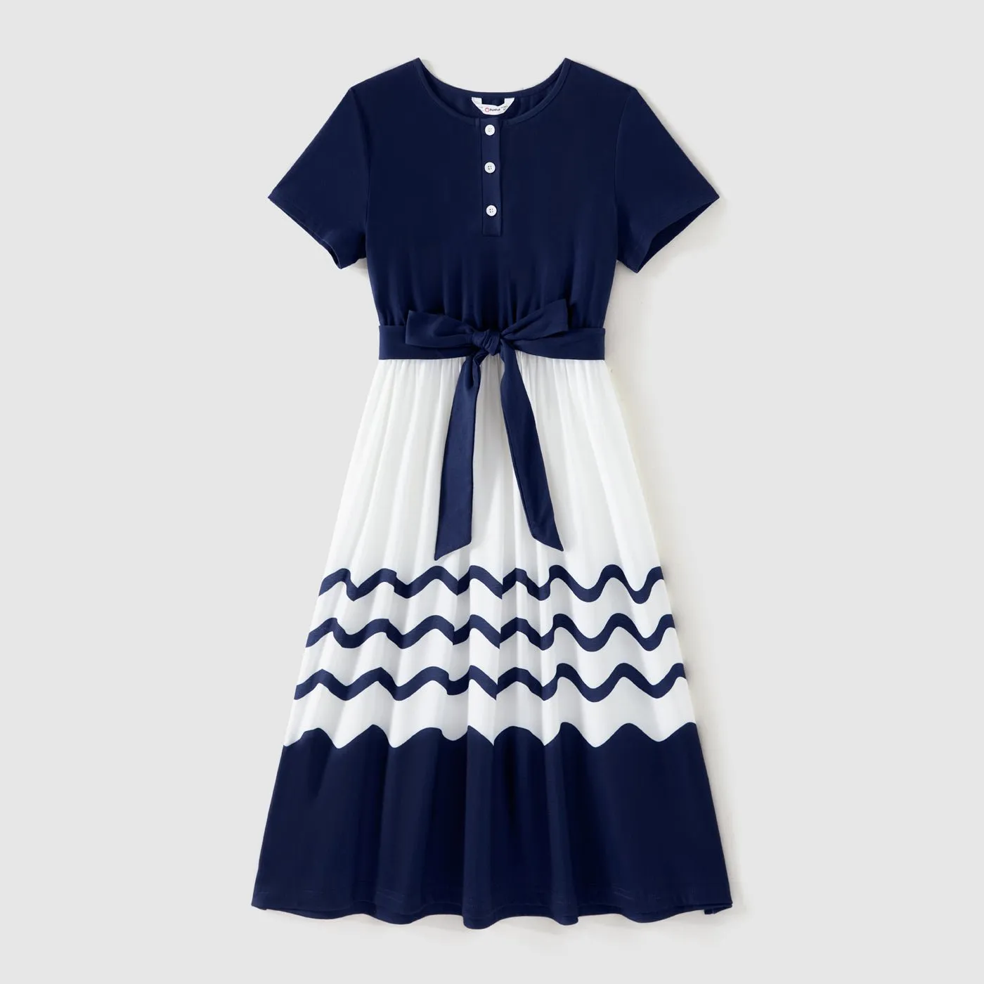 Family Matching Solid Spaghetti Strap Dresses and Striped Colorblock Short-sleeve T-shirts Sets