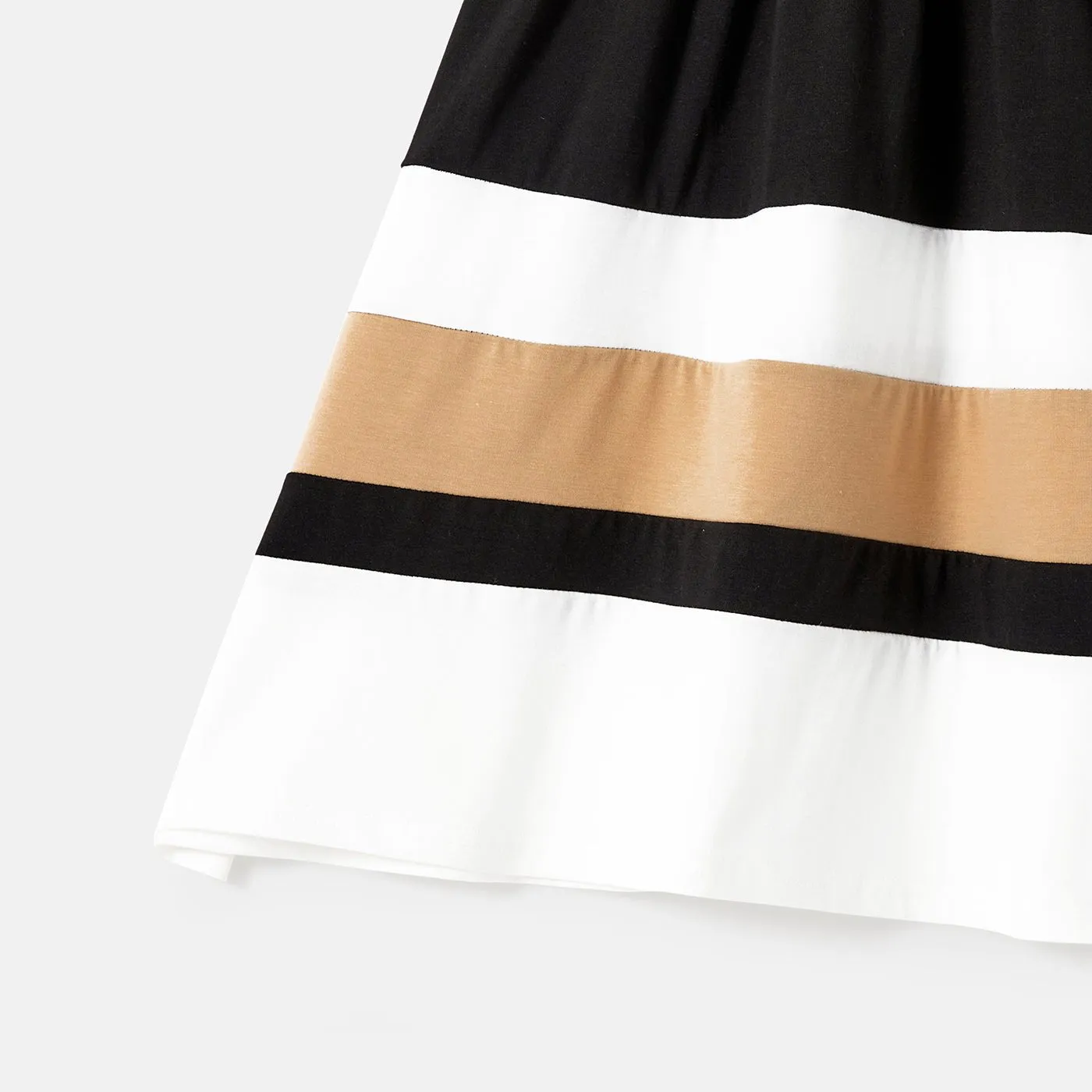 Family Matching Solid Spaghetti Strap Dresses and Striped Colorblock Short-sleeve T-shirts Sets