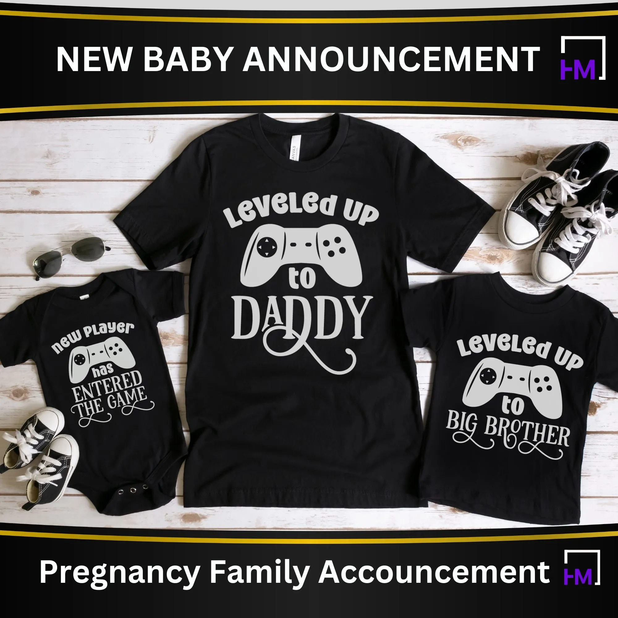 Gamer Pregnancy Reveal Family Shirts