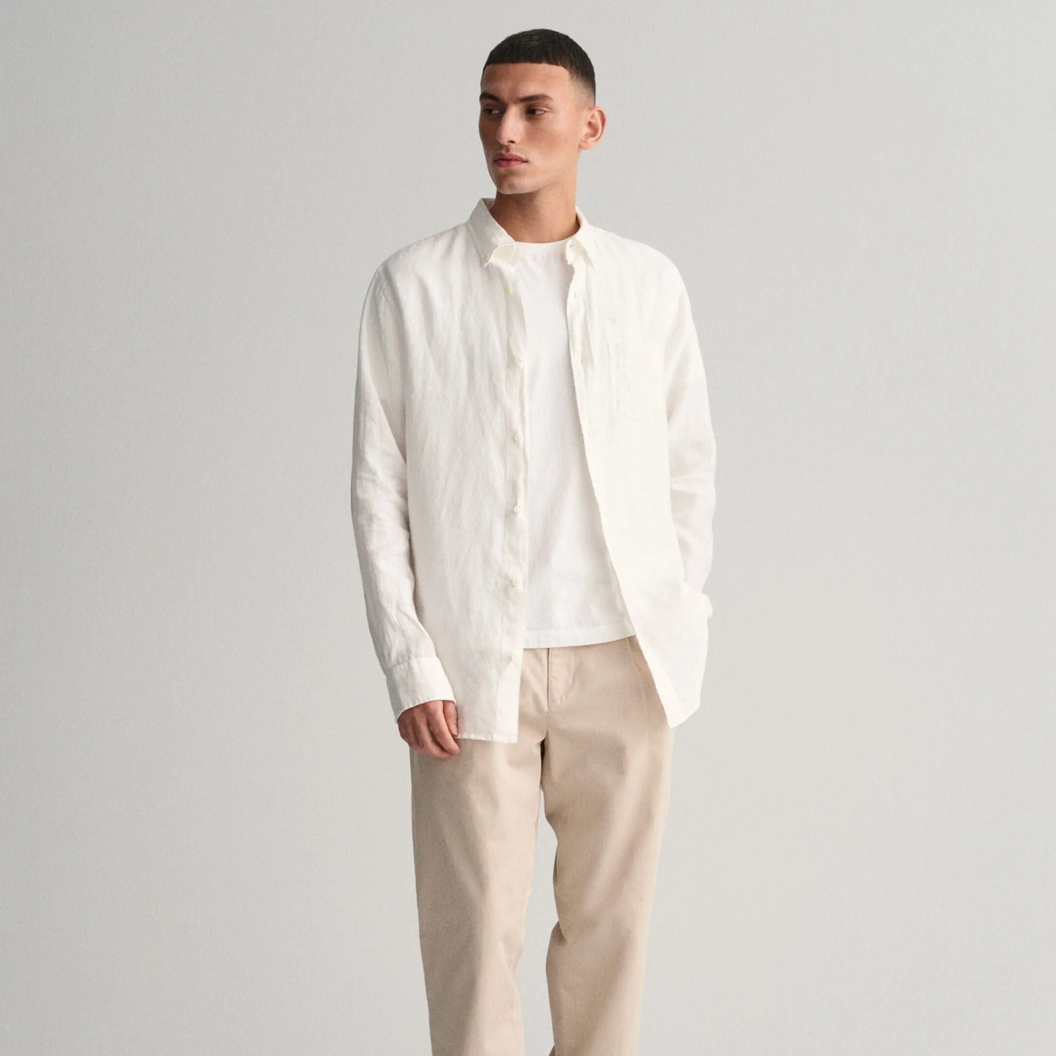 GANT Regular Fit Linen Shirt White