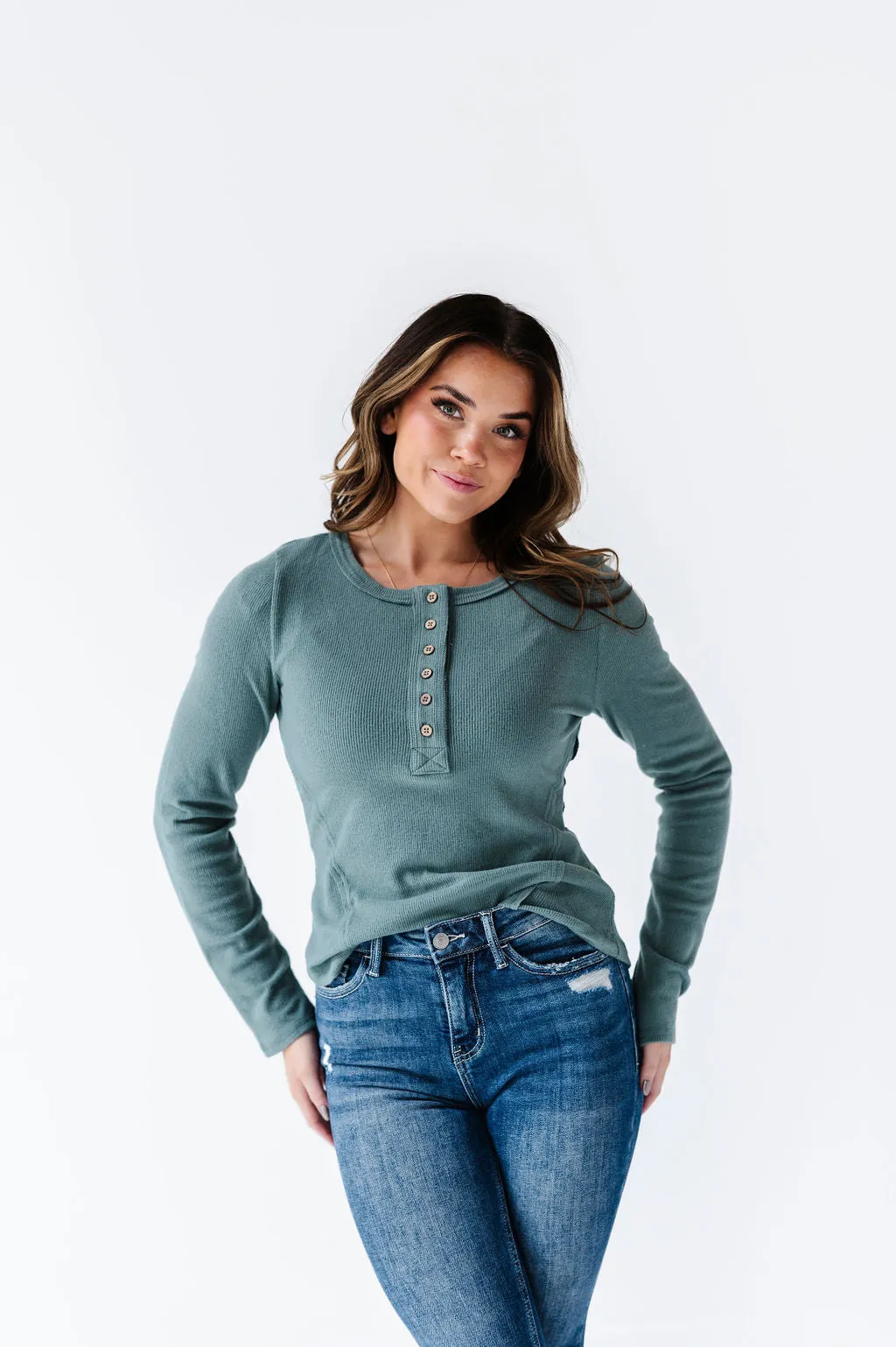 Grayson Long Sleeve Tee in Sage