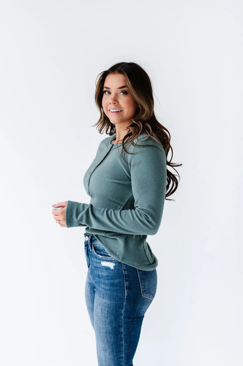 Grayson Long Sleeve Tee in Sage