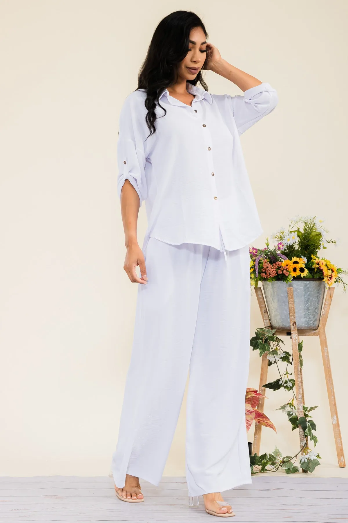 HH753-55X-S - 2PC COLLARD SHIRT AND PANT SET