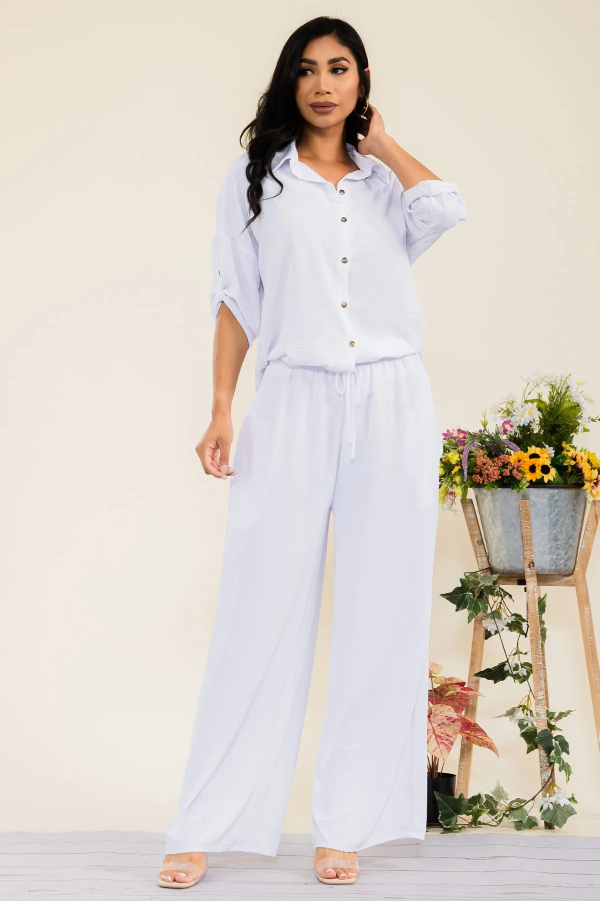 HH753-55X-S - 2PC COLLARD SHIRT AND PANT SET