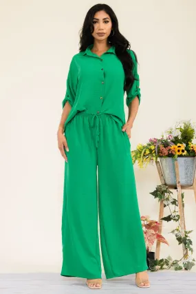 HH753-55X-S - 2PC COLLARD SHIRT AND PANT SET