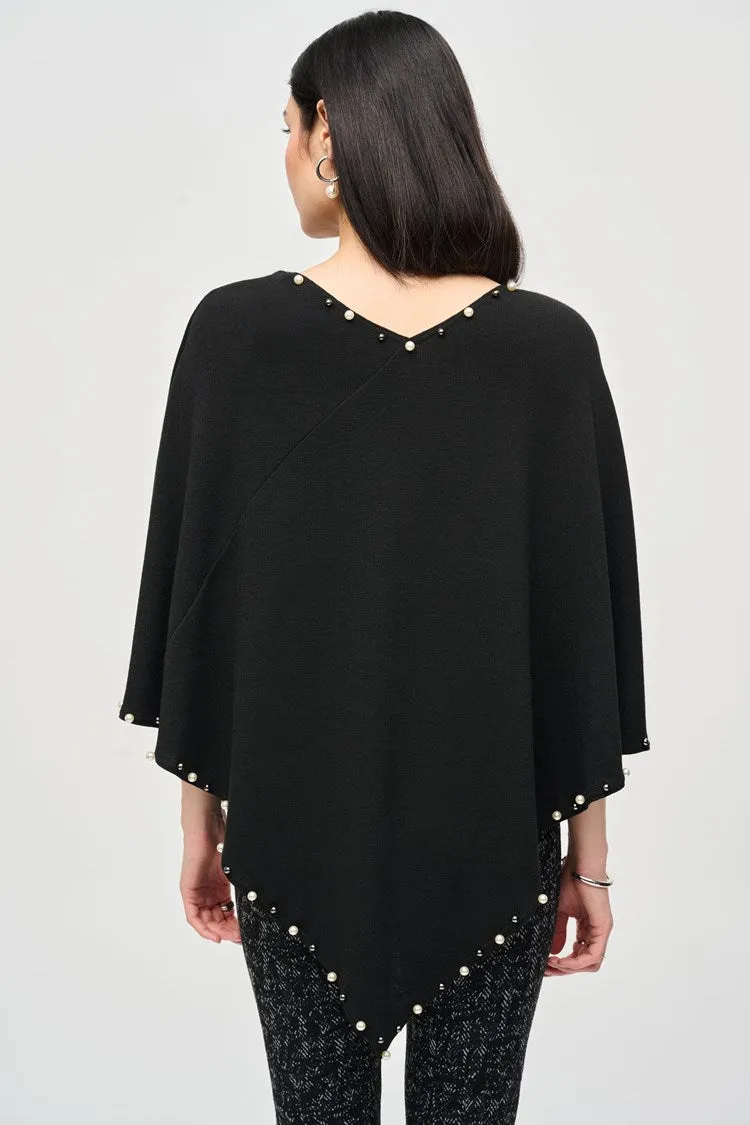 Joseph Ribkoff Sweater Knit Poncho With Rivet Detail