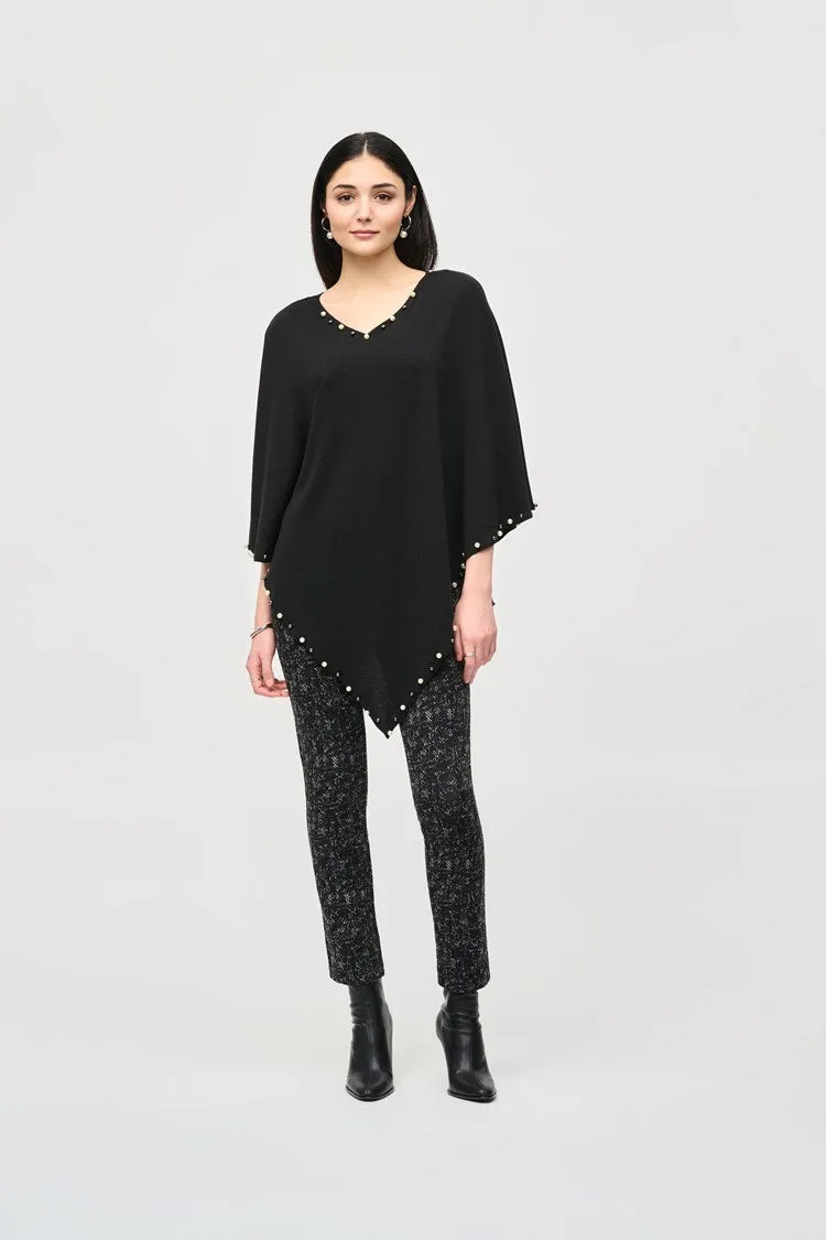 Joseph Ribkoff Sweater Knit Poncho With Rivet Detail