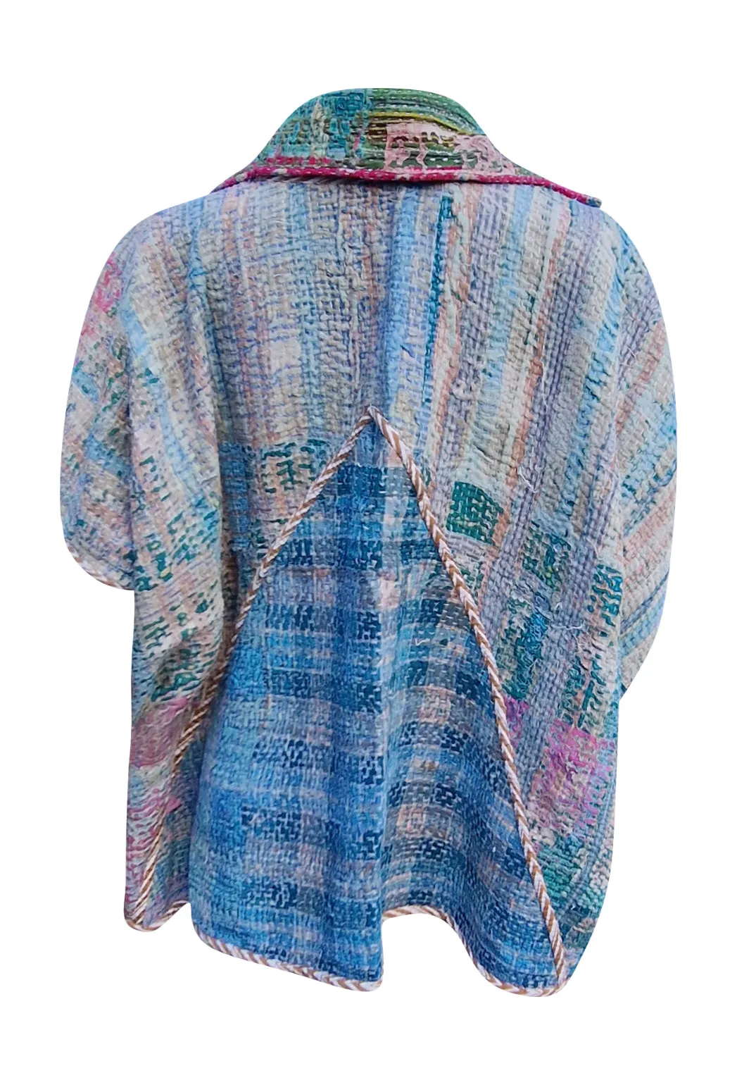 kantha reversible short poncho paru