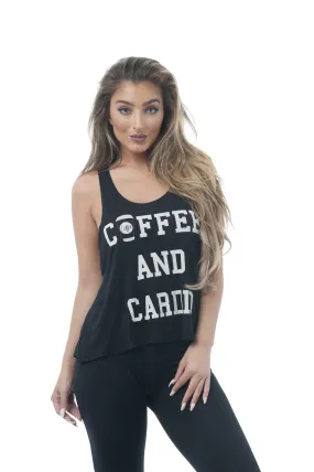 Khanomak Women's Sleeveless Shirt Tank Top Graphic Tee's Coffee And Cardio