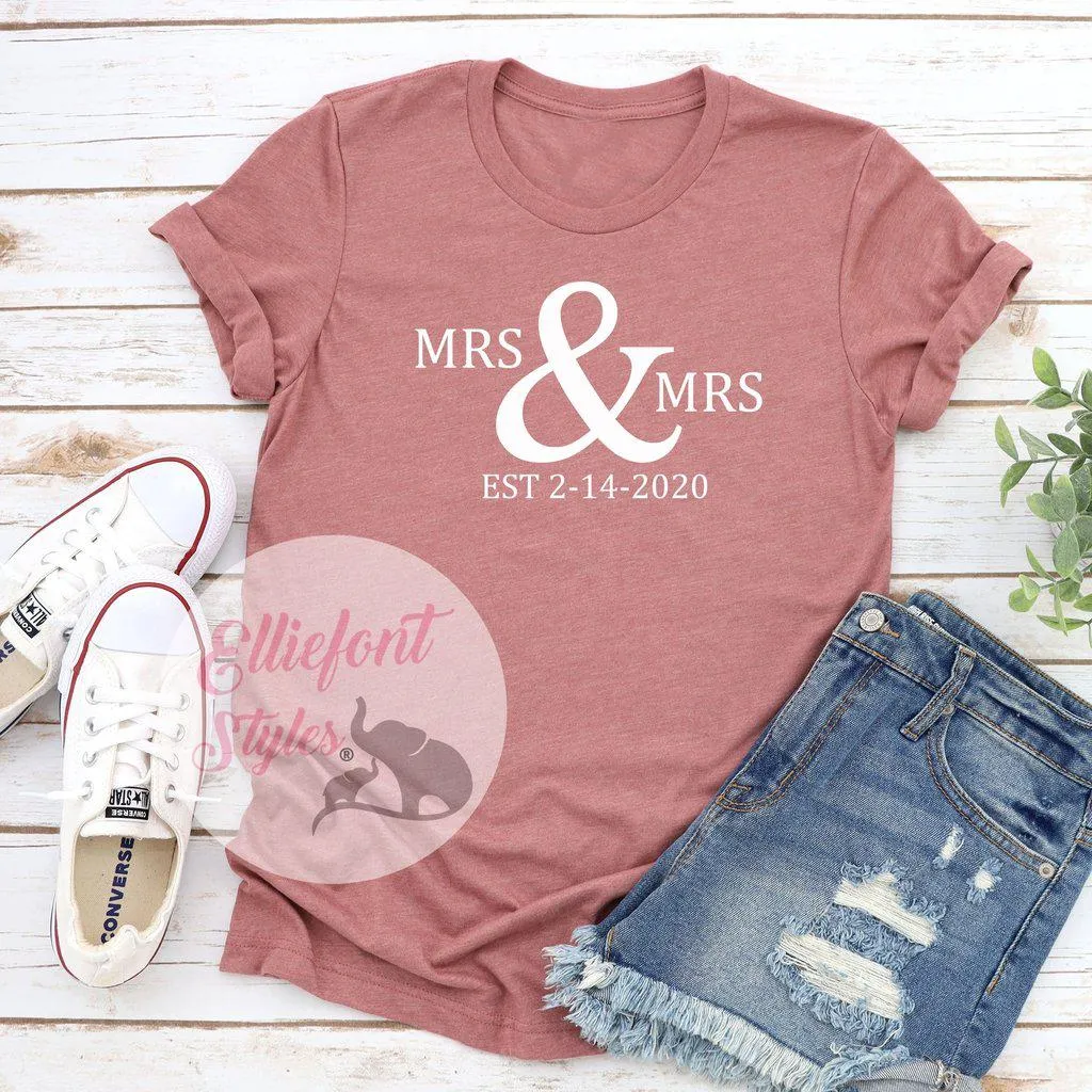 LGBT Mrs. and Mrs. Shirts Est. Date Shirts