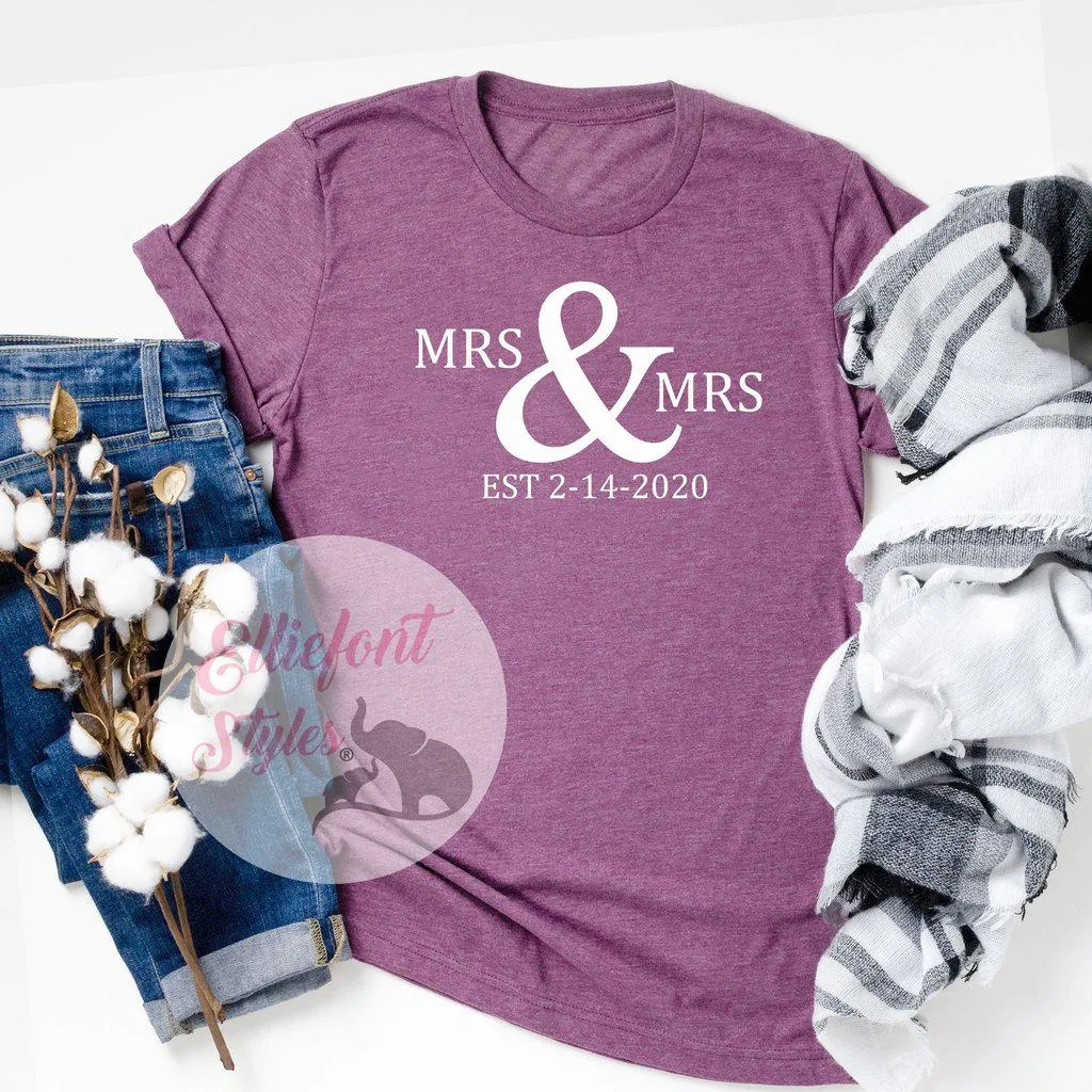 LGBT Mrs. and Mrs. Shirts Est. Date Shirts