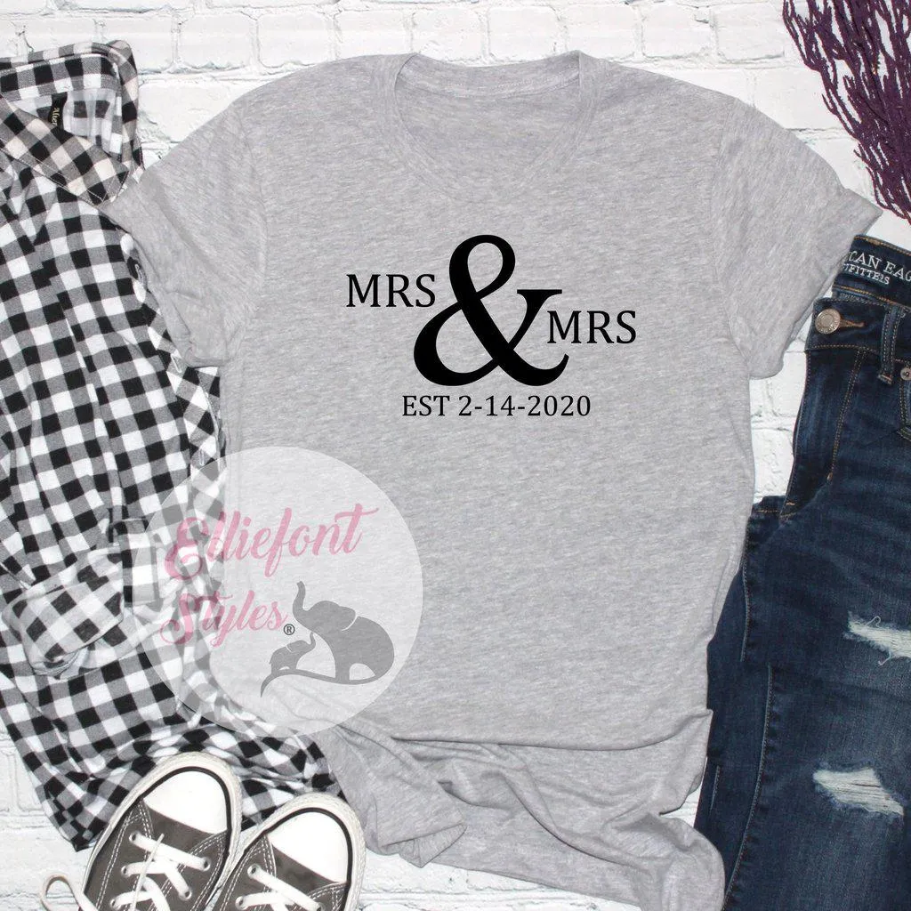 LGBT Mrs. and Mrs. Shirts Est. Date Shirts