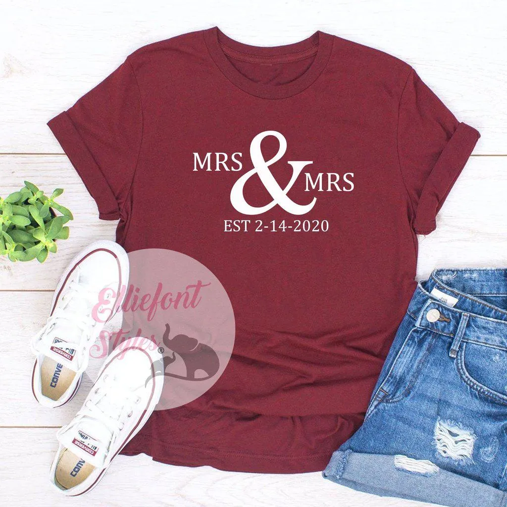 LGBT Mrs. and Mrs. Shirts Est. Date Shirts