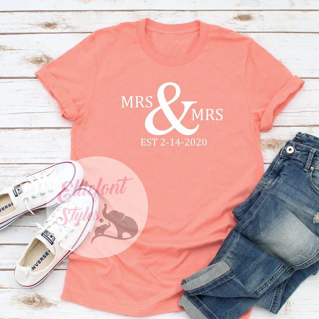 LGBT Mrs. and Mrs. Shirts Est. Date Shirts