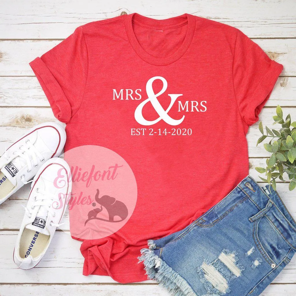 LGBT Mrs. and Mrs. Shirts Est. Date Shirts