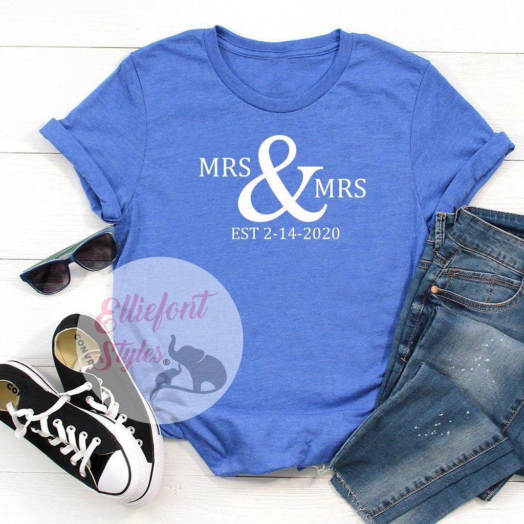 LGBT Mrs. and Mrs. Shirts Est. Date Shirts