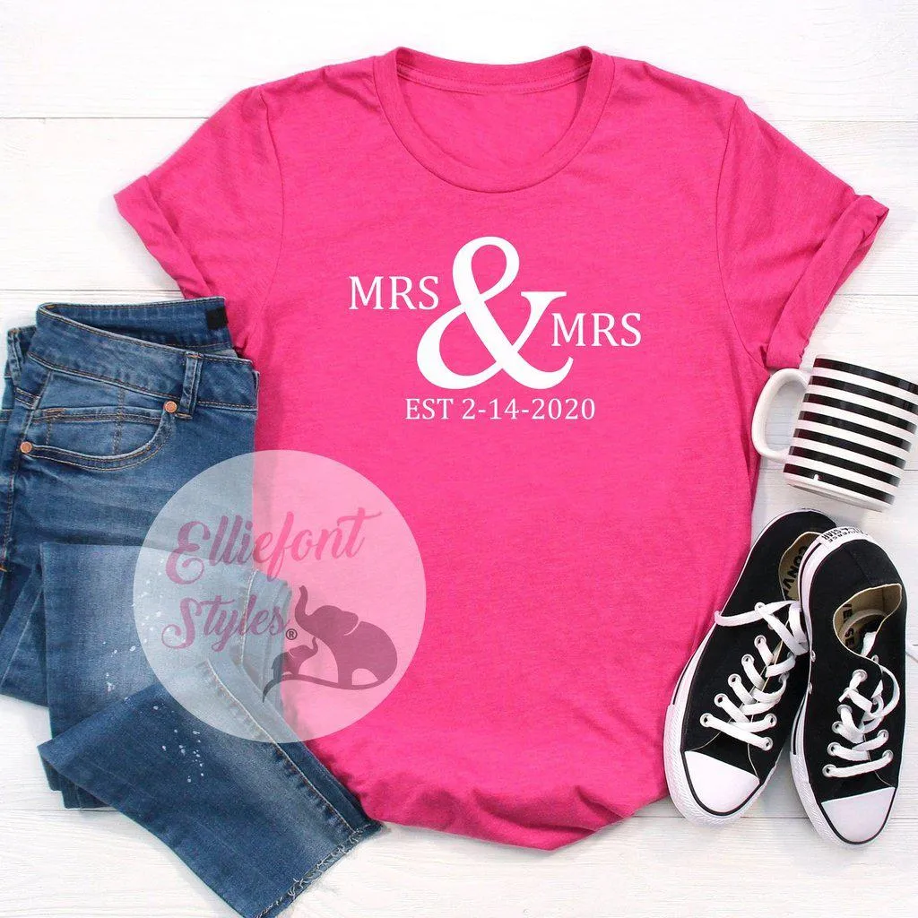 LGBT Mrs. and Mrs. Shirts Est. Date Shirts