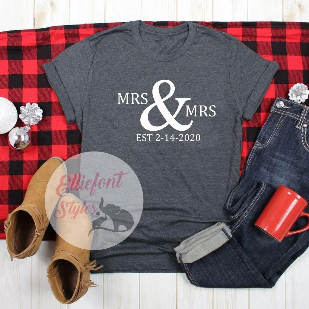 LGBT Mrs. and Mrs. Shirts Est. Date Shirts