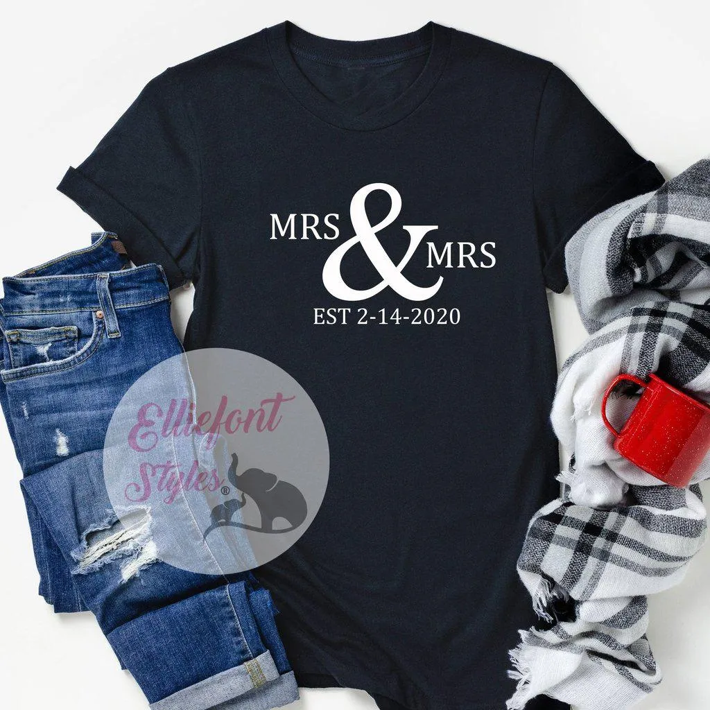 LGBT Mrs. and Mrs. Shirts Est. Date Shirts