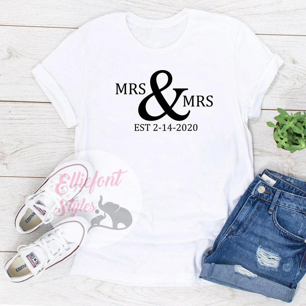 LGBT Mrs. and Mrs. Shirts Est. Date Shirts