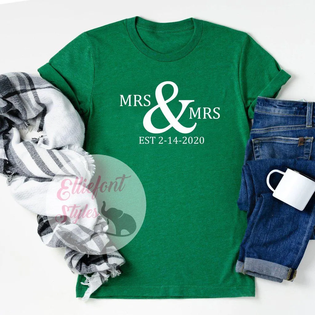 LGBT Mrs. and Mrs. Shirts Est. Date Shirts