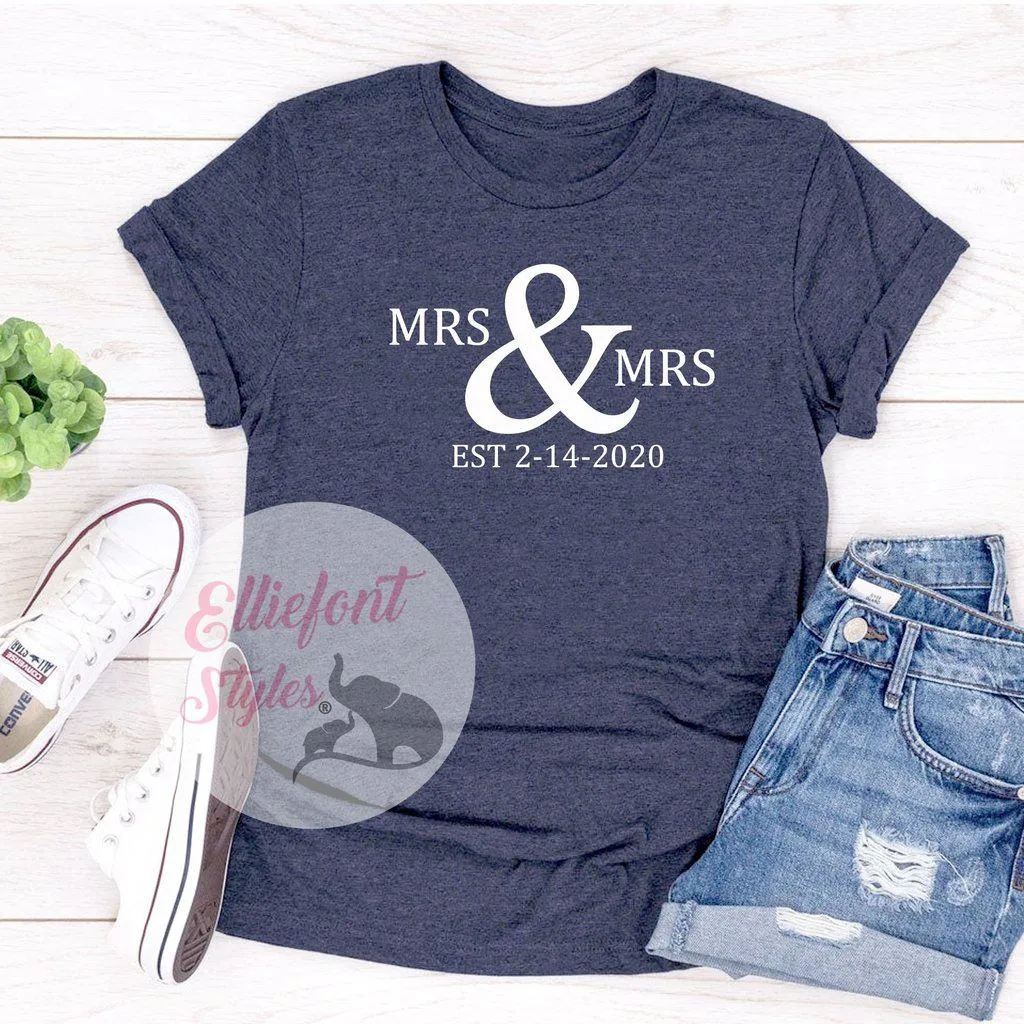 LGBT Mrs. and Mrs. Shirts Est. Date Shirts