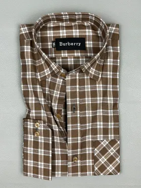 Light Brown Checks Formal Dress Shirt For Men MFS144